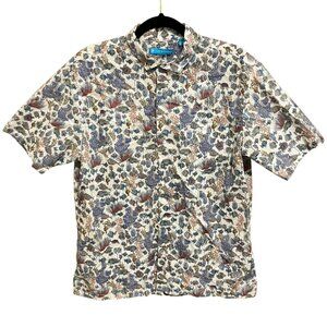 Tori Richard Men's Aquaculture Collared Short Sleeve Hawaiian Fish Shirt Large